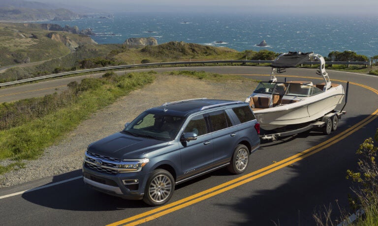 2024 Ford Expedition Exterior Towing Boat On Mountain Turn